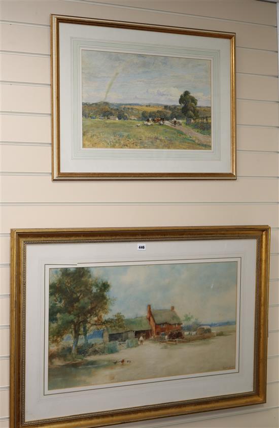 A watercolour by Leopold Rivers (1852-1905) and another unsigned watercolour